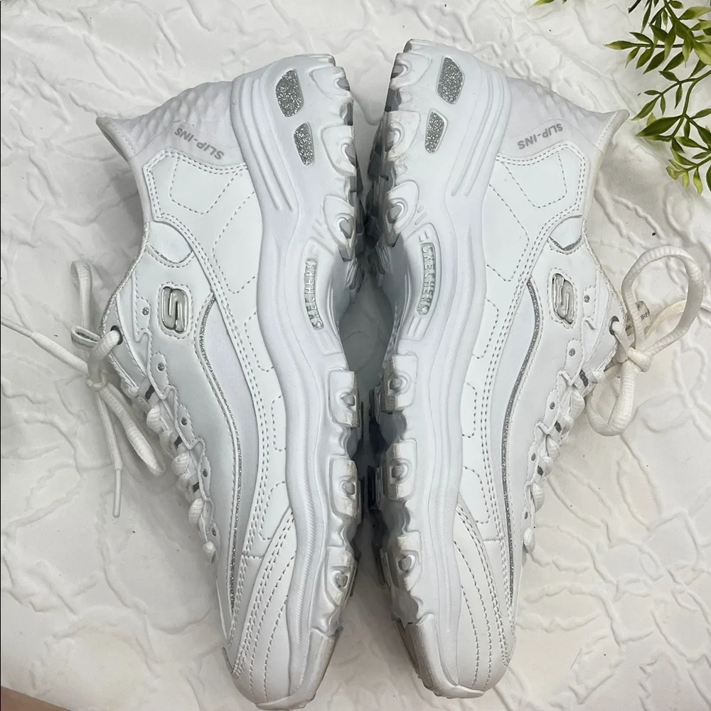 Skechers All-White Chunky Lace-Up Sneakers
